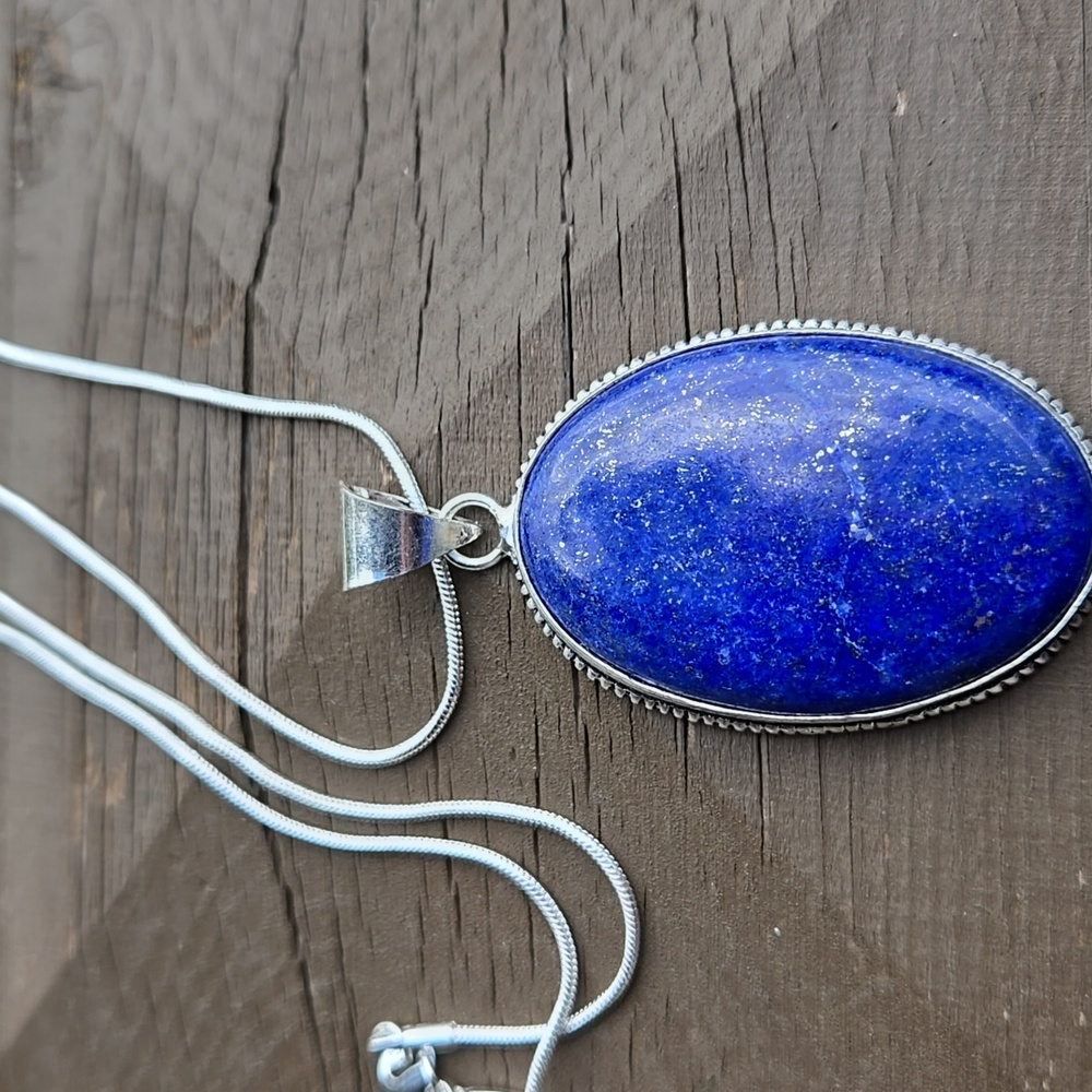 Sundance Lapis Blue Oval Pendant Necklace